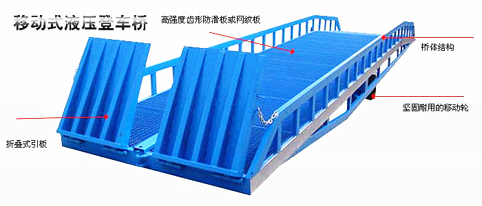 牛斗重工移动式液压登车桥全部实心轮胎